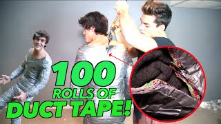 WRAPPED IN 100 ROLLS OF DUCT TAPE 100 layers CHALLENGE [upl. by Enyaw]