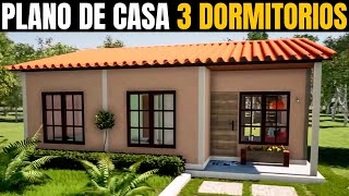 Planos de Casa GRATIS 3 Dormitorios DWG y PDF [upl. by Siekram857]