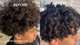 DOING MY BROTHERS HAIR curly hair tutorial for boys [upl. by Pendergast]