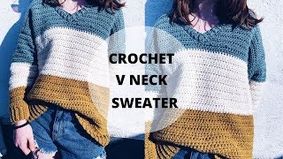 Quick and Easy Crochet V Neck Sweater S5XL [upl. by Bluma653]