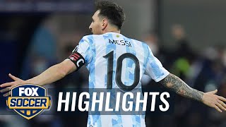 Lionel Messi buries unreal free kick dazzles in Argentinas 30 win  2021 Copa América Highlights [upl. by Grishilda]