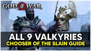 God of War  All 9 Valkyrie Locations Chooser of the Slain Trophy Guide [upl. by Hgielak240]