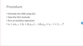 Test for autocorrelation BreuschGodfrey test [upl. by Fridlund]