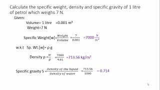 Simple problems on Density Specific Weight Specific Gravity  Fluid Mechanics [upl. by Grissel780]