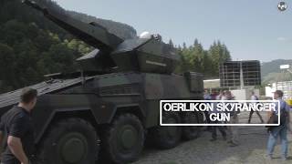 Rheinmetall Oerlikon Skyranger Boxer Twin gun 35mm GDF009 live firing  Air Defence Days 2018 [upl. by Anayet990]