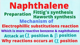 Lecture 02  Preparation and mechanism of electrophillic substitution reaction in Naphthalene [upl. by Naashar]