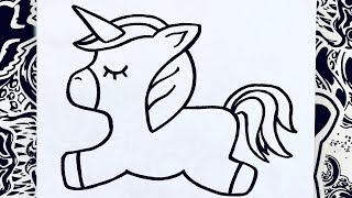 🌈 como dibujar un UNICORNIO facil  🌈 HOW TO DRAW UNICORN  como desenhar unicornio [upl. by Jamison]