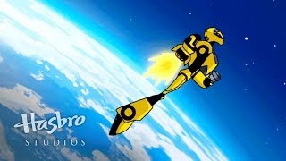 Transformers Animated  A Falling Bumblebee  Transformers Official [upl. by Hseham]