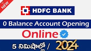 HDFC Zero Balance Account Opening Online 2024 [upl. by Ettennaj]