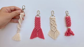 DIY 4 Macrame Keychain Tutorial  Easy Macrame Keychain for Total Beginner [upl. by Farrell570]