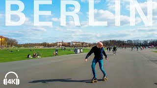 🇩🇪 Berlin Cycling in Tempelhofer Feld Neukölln 4K Lockdown 2021  ASMR 3D sounds  Skateboard [upl. by Desai]