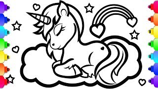 GLITTER Unicorn Coloring and Drawing 💜💙💚💛💗 GLITTER Unicorn Coloring Page [upl. by Aniram]