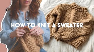 How To Knit a Chunky Sweater  Beginner Friendly Step by Step DIY Tutorial [upl. by Anauqal]