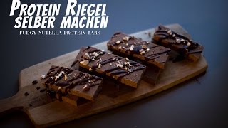 Protein Riegel selber machen  Fudgy Nutella Protein Bars low carb vegan [upl. by Claud]