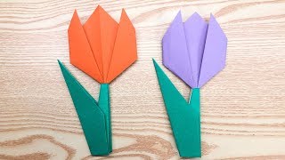 Easy Origami for kids  How to make Easy Paper Tulip Origami Flower [upl. by Beyer]