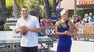 Rob Gronkowski Takes on Extras Charissa Thompson in Throwing Contest [upl. by Etnovert]