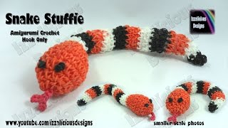 Rainbow Loom Amigurumi Crochet Snake 11quot long  No Loom Required  Hook ONLYLoomless [upl. by Marucci]