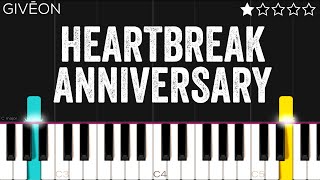 Giveon  Heartbreak Anniversary  EASY Piano Tutorial [upl. by Ahsemac]