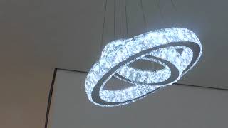 Lustre Led Cristal com dois anéis e ajuste de tons  Espiral Review [upl. by Fleurette]