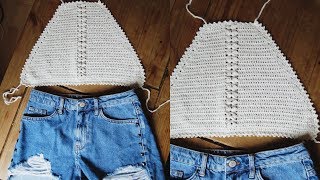 Crochet halter top tutorial [upl. by Zerk]