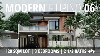 120 SQM 3 Bedroom Modern Filipino Small House Design  Modern Bahay na Bato  House Tour [upl. by Nashner]