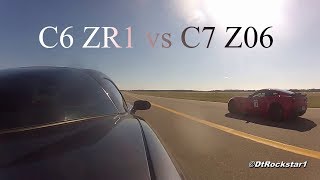 C6 ZR1 vs C7 Z06  Corvette 12 mile Drag Race [upl. by Teferi550]