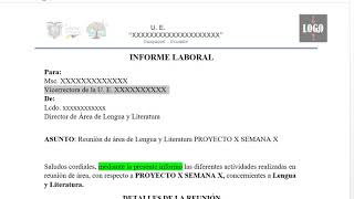 📄 MODELO DE INFORME LABORAL 2021 ✅ FÁCIL Y RÁPIDO [upl. by Hylton918]