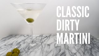 Dirty Martini with Gin  Easy Classic Cocktail Recipe [upl. by Ellirehs]