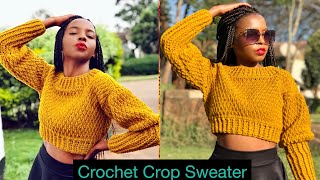 EASY Crochet Sweater Tutorial  Crochet Alpine crop sweater [upl. by Leahcimsemaj]