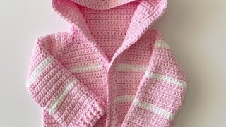 Pink Single Crochet Baby Sweater [upl. by Immat]