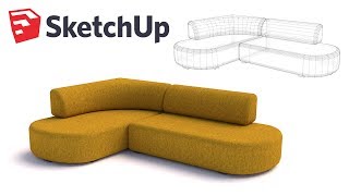 Living room Sofa 3D modeling  Sketchup tutorial timelapse [upl. by Ribak]