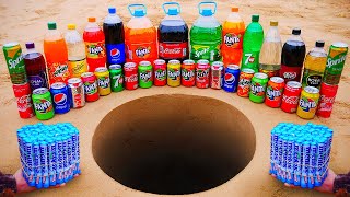 Fanta Coca Cola Sprite Pepsi Mirinda Schweppes and Many Other Sodas vs Mentos Underground [upl. by Enial]