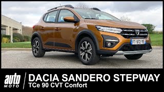 Dacia Sandero Stepway 2021 TCe 90 CVT Essai POV AutoMotocom [upl. by Atsilac]