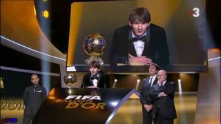 Lionel Messi Balón de Oro Golden Ball 2010  FiFPro World XI Award 1012011 [upl. by Llewol]