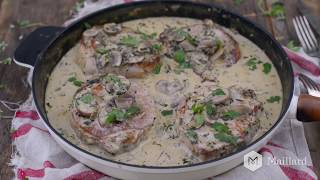 RECETTE MAILLARD  Côtelettes de porc avec sauce crémeuse aux champignons [upl. by Clabo]