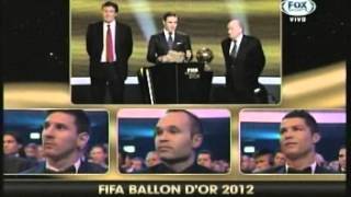 FIFA Balón De Oro 2012  Ballon DOR 2012  Lionel Messi Iniesta y Cristiano [upl. by Harewood]