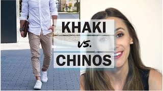 ASK THE STYLE GIRLFRIEND Khakis vs Chinos  Whats the difference between khakis amp chinos [upl. by Enytsirk945]