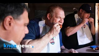 Mayor Glenn Jacobs aka WWEs Kane hosts hot wing eating contest [upl. by Phia]