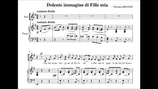 Dolente immagine di Fille mia Bellini  Piano accompanimentkaraoke [upl. by Anahsirk]