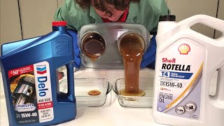 Chevron Delo VS Shell ROTELLA T4 15W40 Cold Flow Test [upl. by Niro]