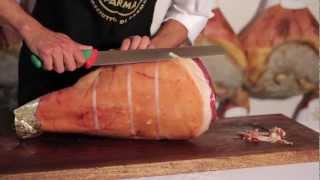 English Tutorial Preparing and slicing Parma Ham [upl. by Londoner12]