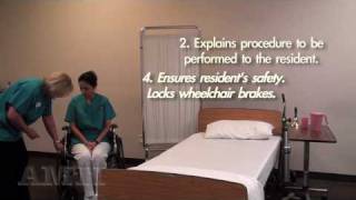 CNA Skill 19 Transfer from Wheelchair to Bed using a Gait Belt AMTI Healthcare Training [upl. by Adnohsel988]