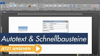 Microsoft Word Tutorial Autotext und Schnellbausteine [upl. by Velvet651]