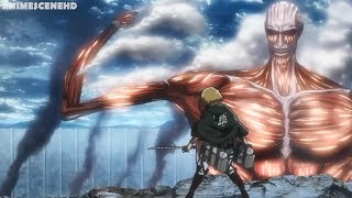 Armin and Eren vs Colossal titan I Attack on titan season 3 HD 60fps [upl. by Rendrag]