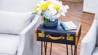 DIY Suitcase Side Table  Home amp Family [upl. by Larimore705]