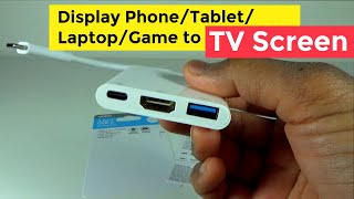 PhoneTabletGadget to TV  USB TypeC to HDMI 4K Adapter Hub Data Charging 3 Port  TESTED [upl. by Bird]