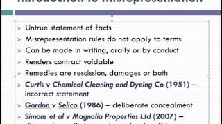 Misrepresentation Lecture 1 of 4 [upl. by Evod876]