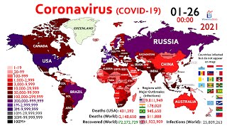 100 Million Coronavirus Cases Worldwide Map Timelapse since January 2020 [upl. by Miguela]