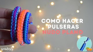 ❤️ Hacer pulseras de NUDO PLANO O COBRA con hilos de plástico tutorial diy fácil [upl. by Roxana]