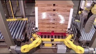 Robotic Case Palletizing amp KForce Corner Board Stretch Wrapping System – Kaufman Engineered Systems [upl. by Ellard]